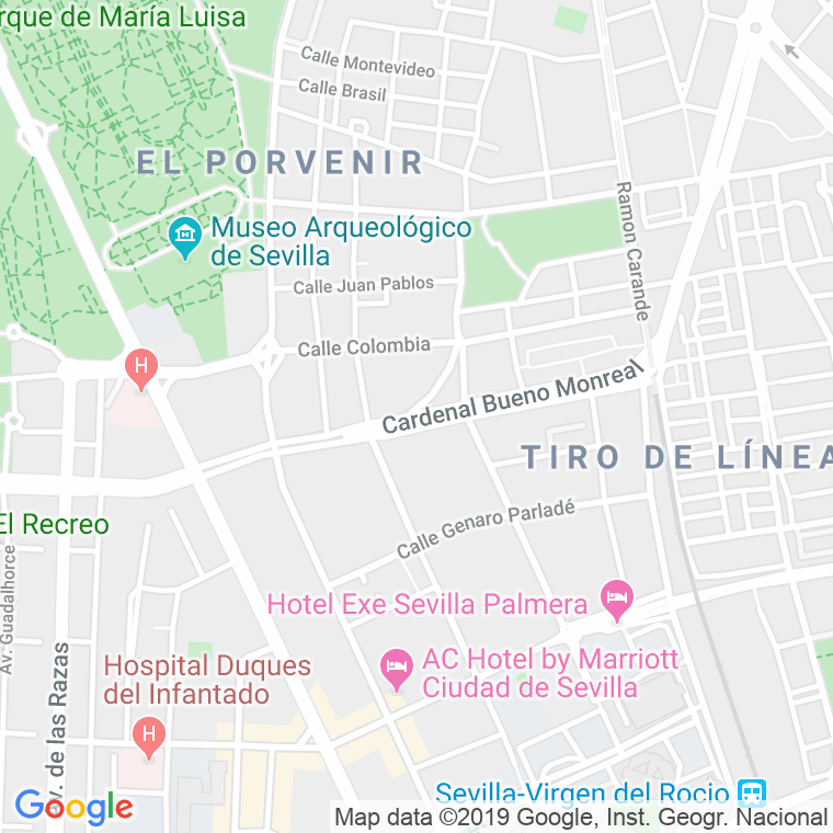 Código Postal calle Cardenal Bueno Monreal en Sevilla