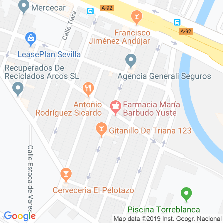 Código Postal calle Madre De La Iglesia en Sevilla