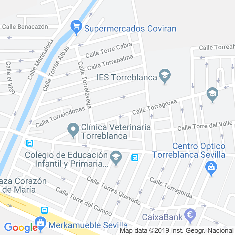 Código Postal calle Torrebeses en Sevilla