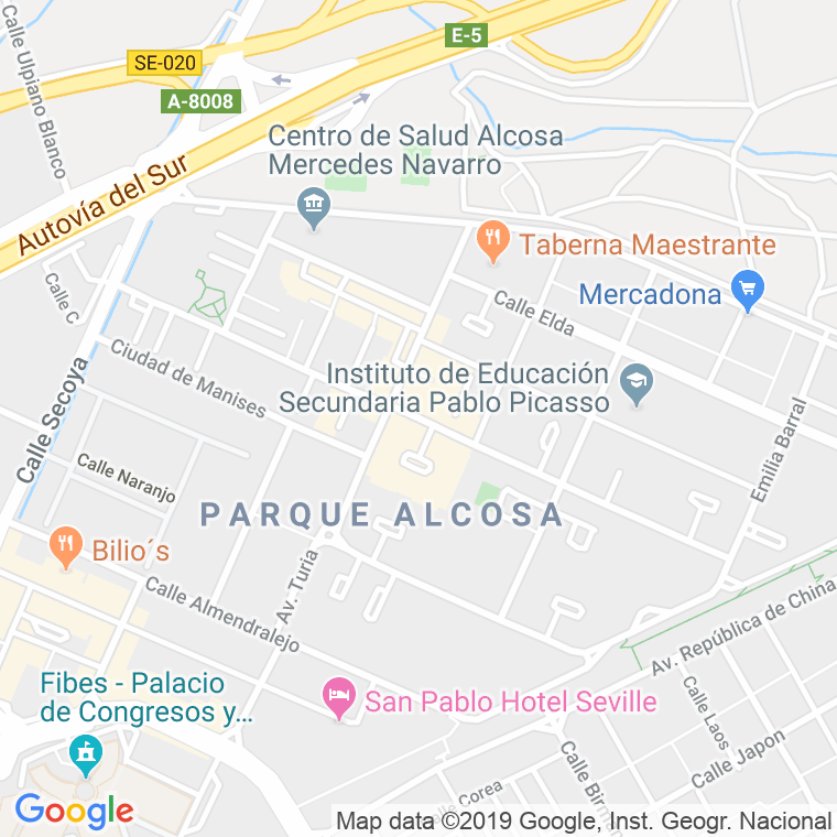 Código Postal calle Chiva, avenida en Sevilla