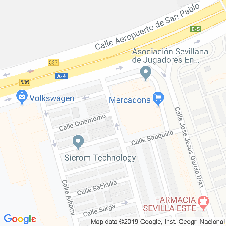Código Postal calle Cinamomo en Sevilla