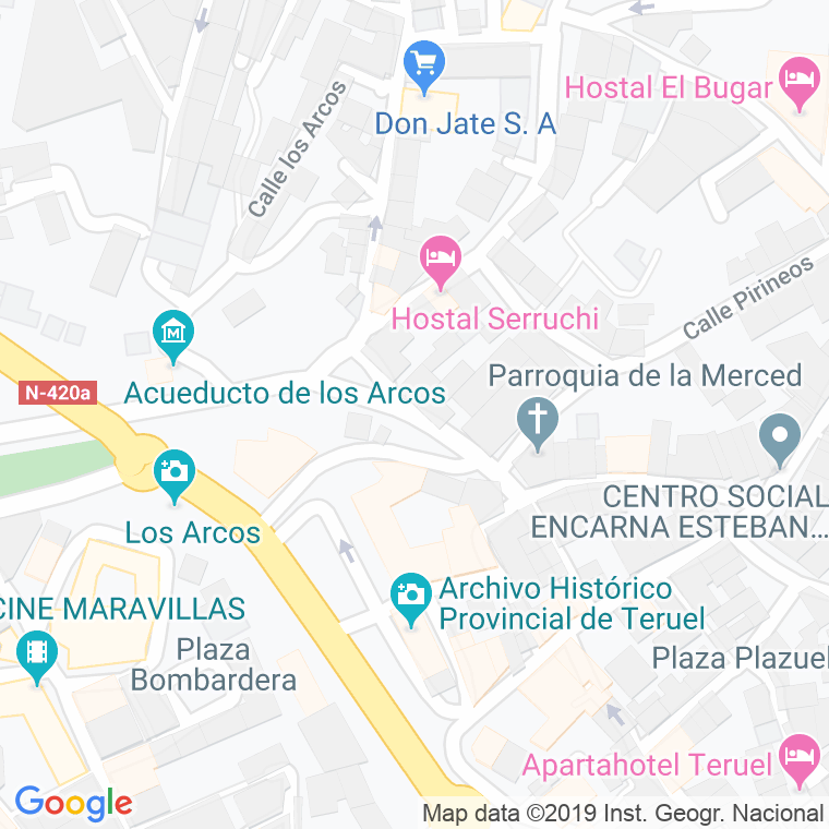 Código Postal calle Merced, La, plaza en Teruel