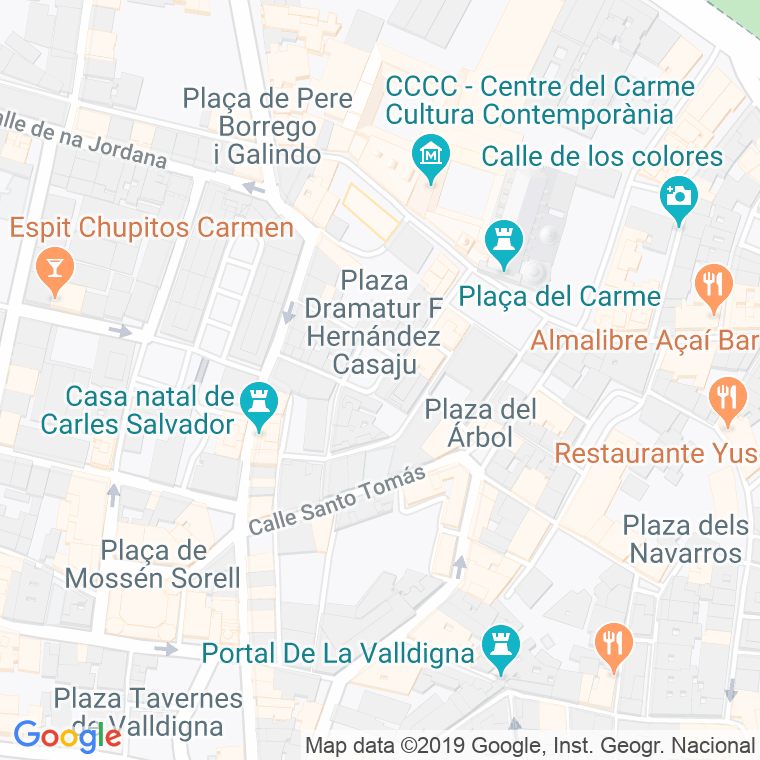 Código Postal calle Dramaturc Faus Hernandez Casajuana, plaza en Valencia