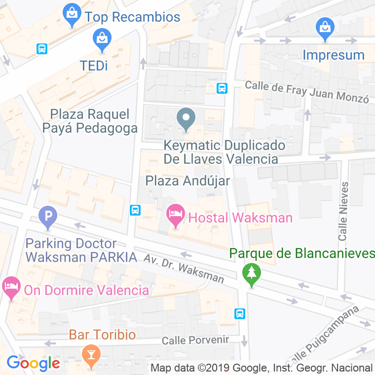 Código Postal calle Andujar, plaza en Valencia