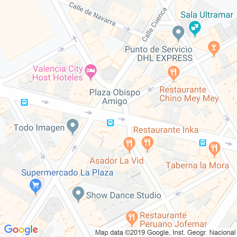 Código Postal calle Obispo Amigo, plaza (Impares Del 1 Al 7)  (Pares Del 2 Al 12) en Valencia
