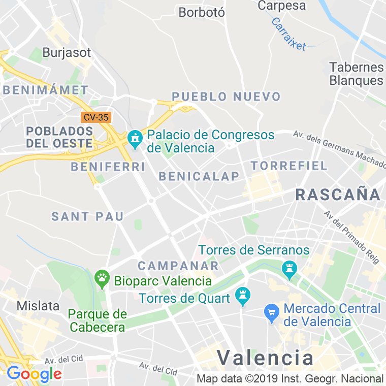 Código Postal calle Burjasot, avenida (Impares Del 1 Al 91)  (Pares Del 2 Al 118) en Valencia