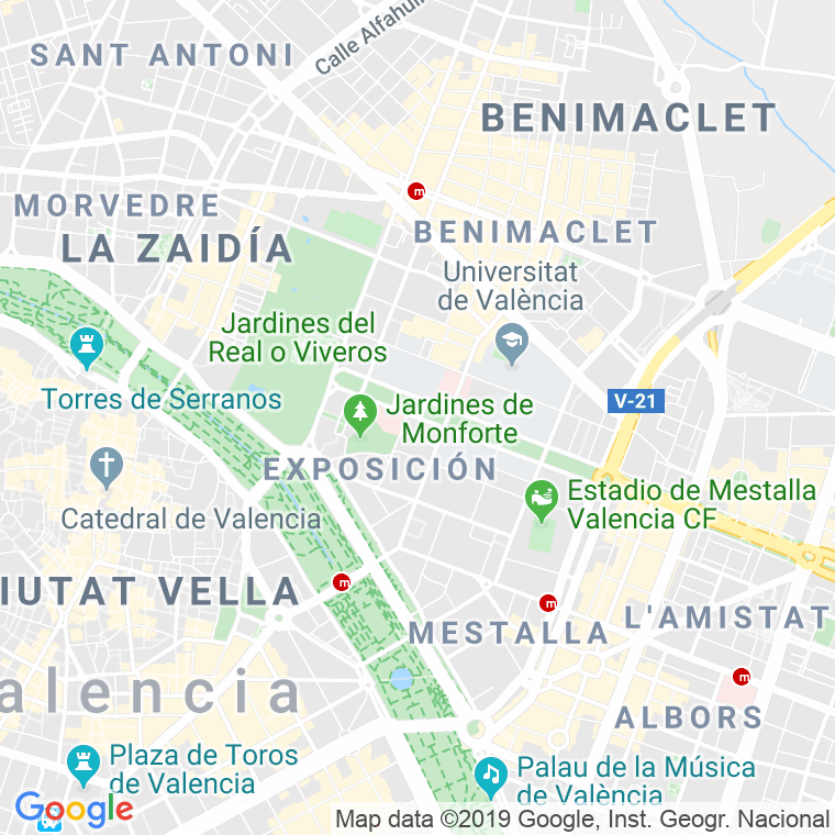 Código Postal calle Mar, Al, paseo (Impares Del 1 Al 33)  (Pares Del 2 Al 58) en Valencia