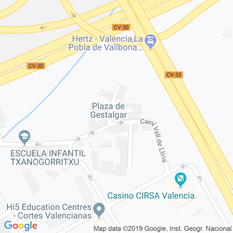 Código Postal calle Gestalgar (Beniferri), plaza en Valencia