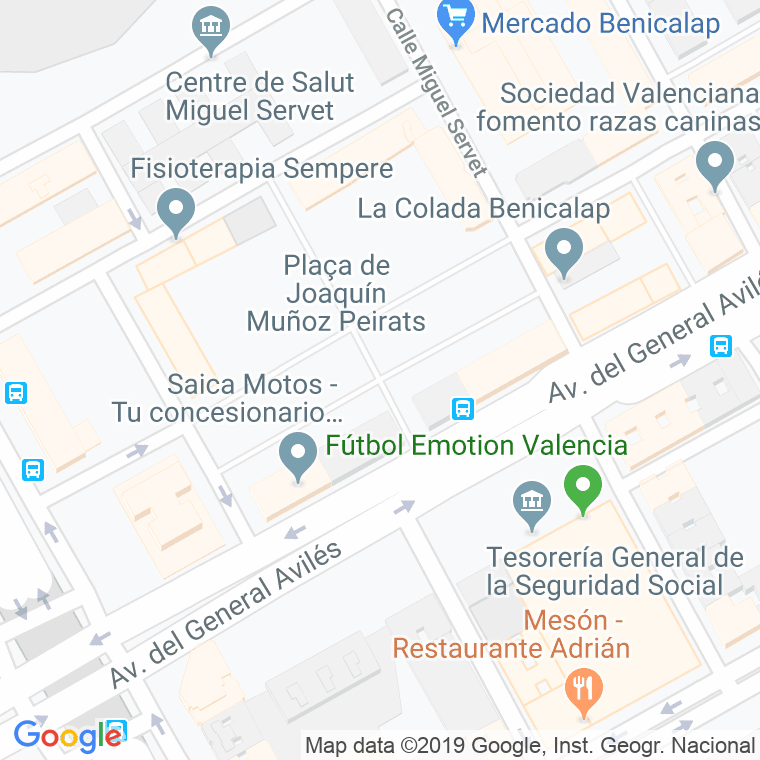 Código Postal calle Joaquin Muñoz Peirats, plaza en Valencia