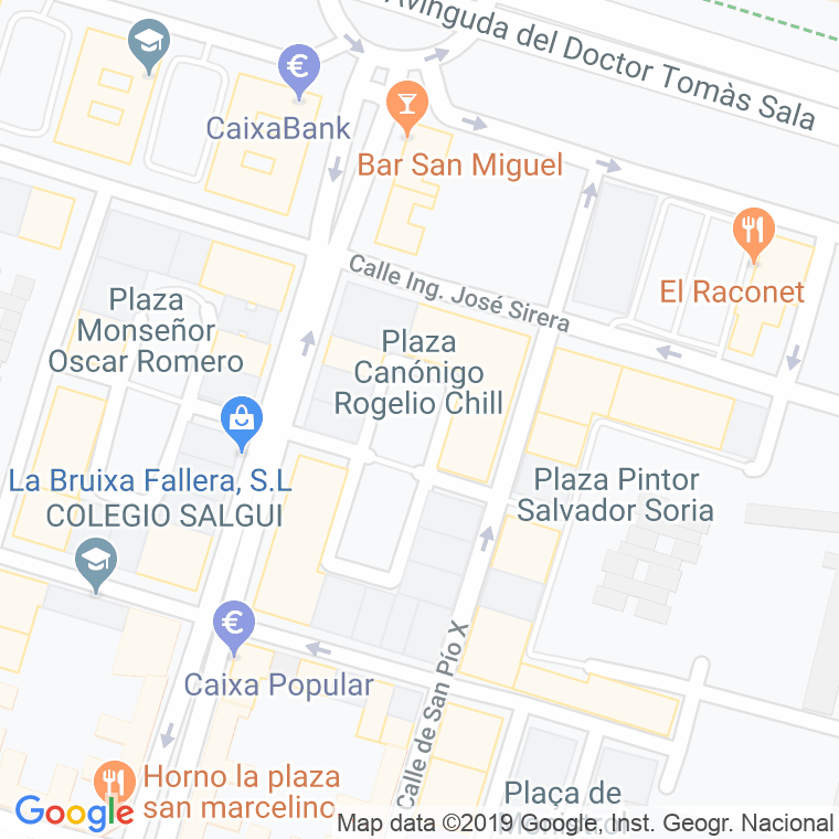 Código Postal calle Canonigo Rogelio Chillida, plaza en Valencia