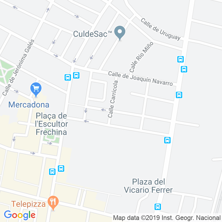 Código Postal calle Carricola en Valencia