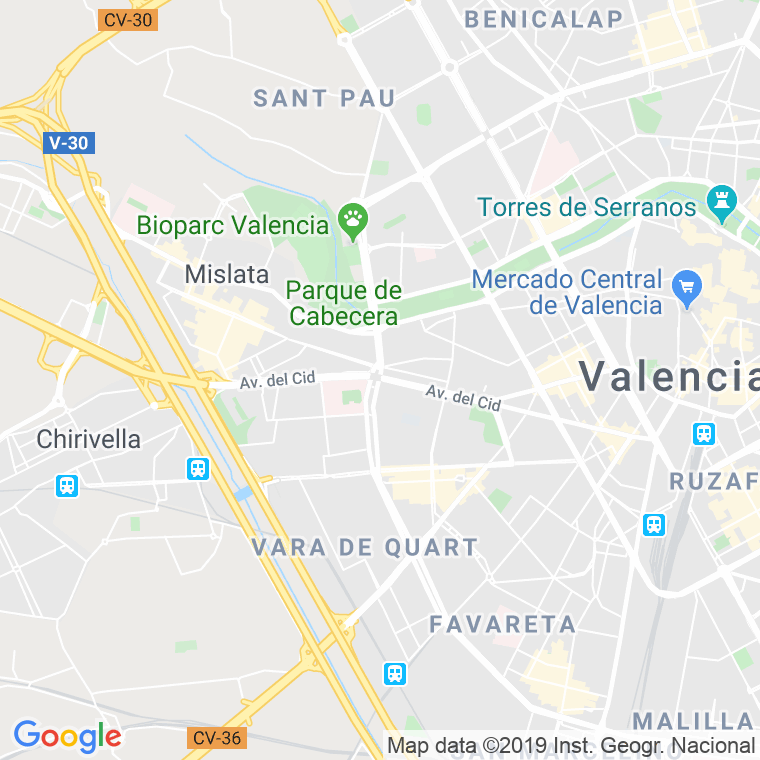 Código Postal calle Castilla O Cid, avenida (Impares Del 1 Al 63)  (Pares Del 2 Al 122) en Valencia
