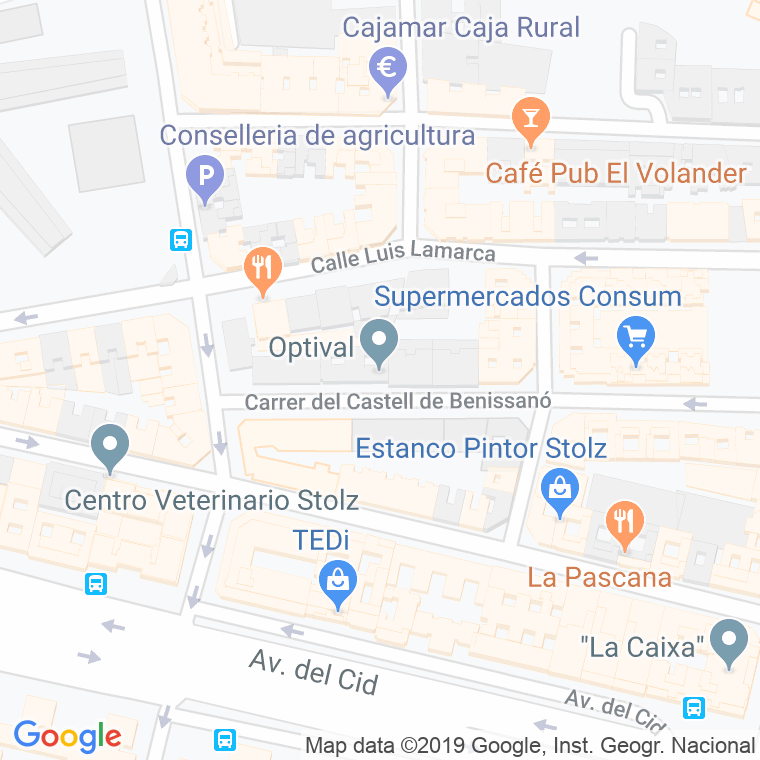 Código Postal calle Castillo De Benisano en Valencia