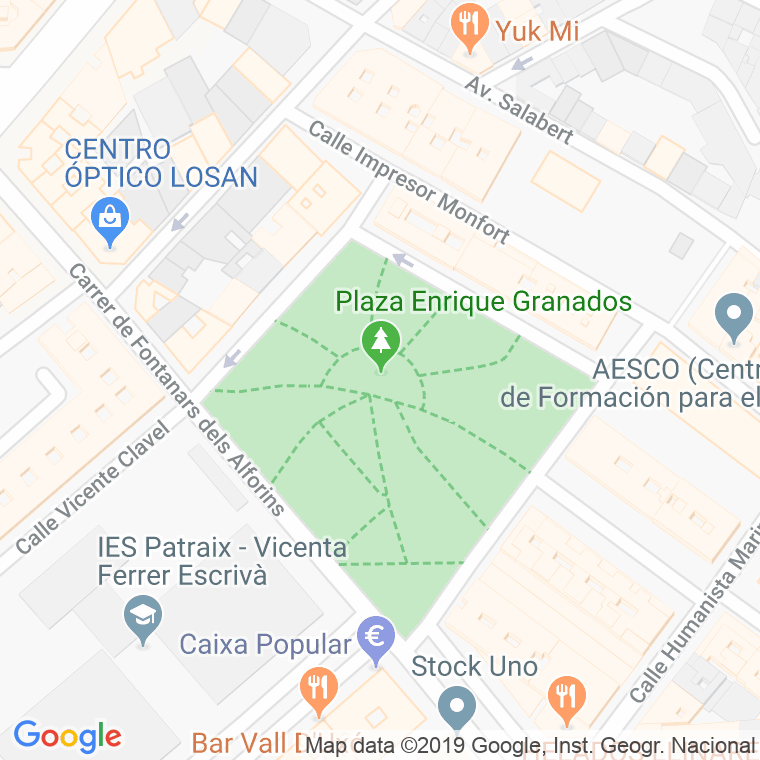 Código Postal calle Enrique Granados, plaza en Valencia