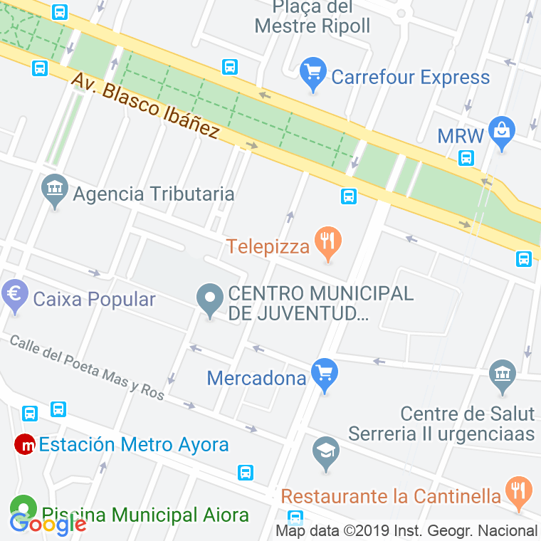Código Postal calle Crevillente en Valencia