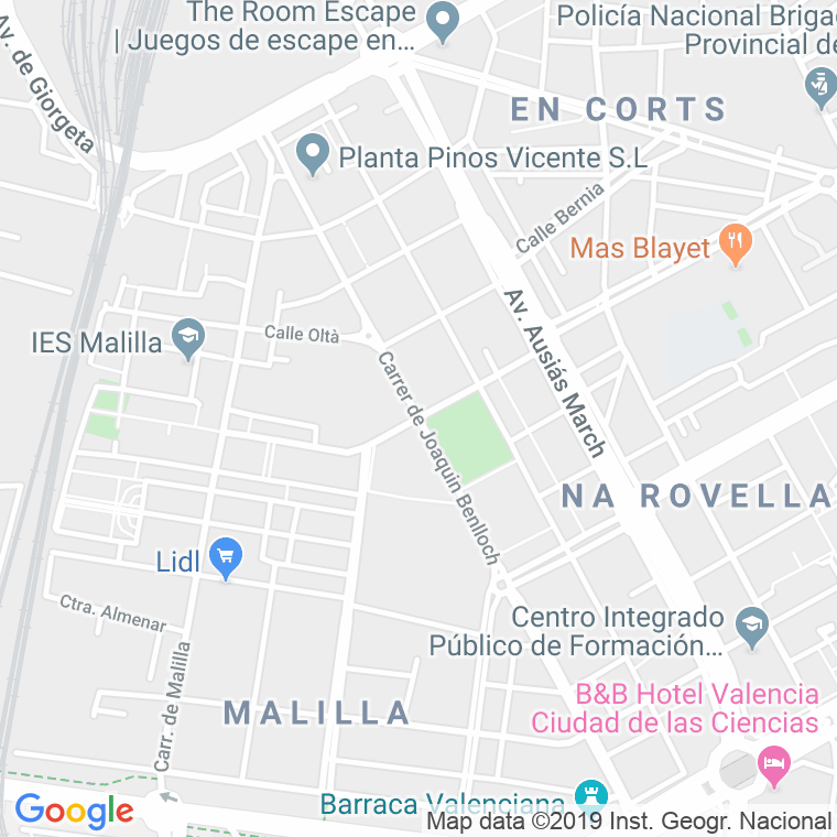 Código Postal calle Ingeniero Joaquin Benlloch   (Impares Del 41 Al Final)  (Pares Del 26 Al Final) en Valencia