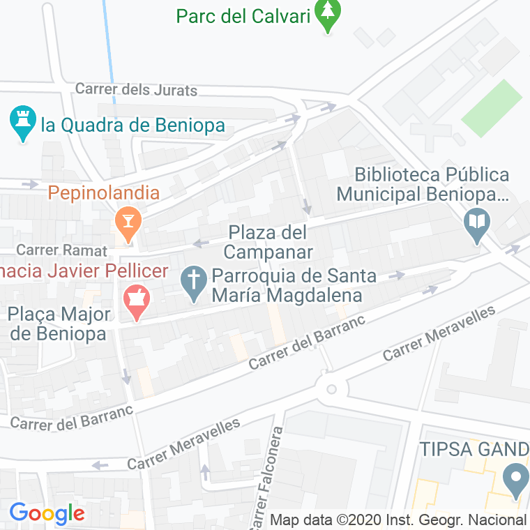 Código Postal calle Campanar, Del, plaza en Gandía