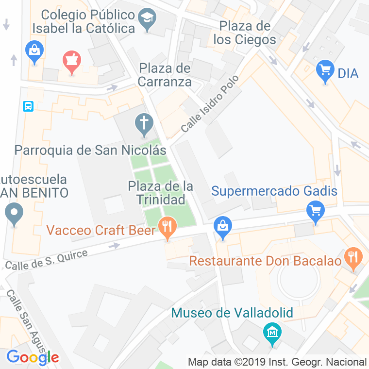 Código Postal calle Trinidad, plaza en Valladolid