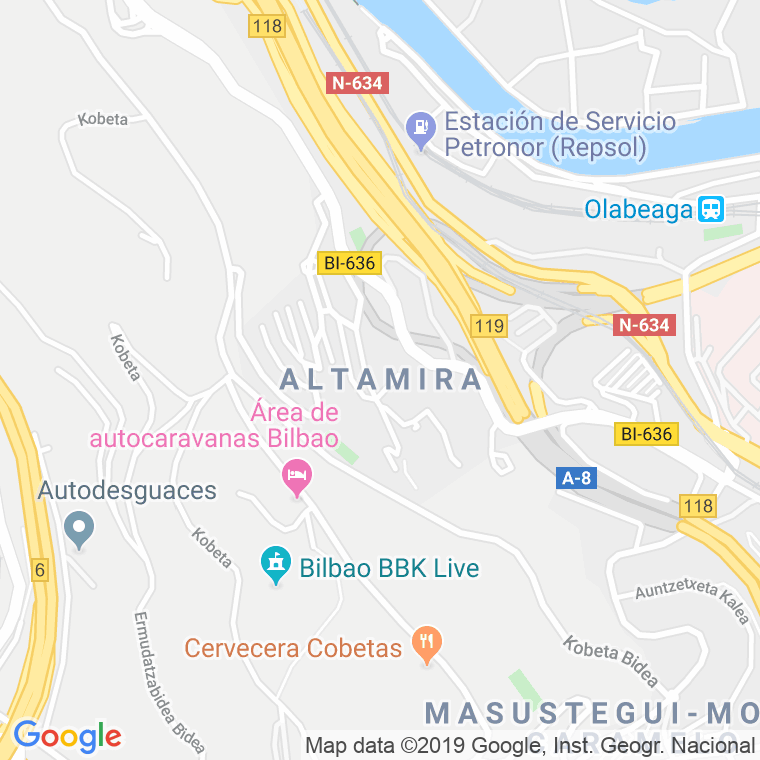Código Postal calle Barrio De Altamira en Bilbao