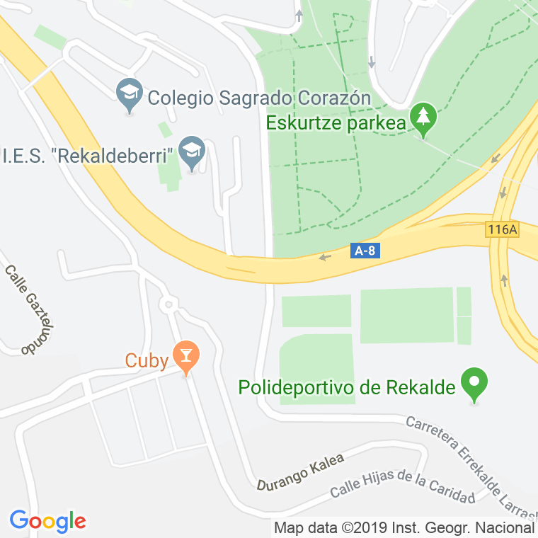 Código Postal calle Errekalde Larraskitu, carretera en Bilbao