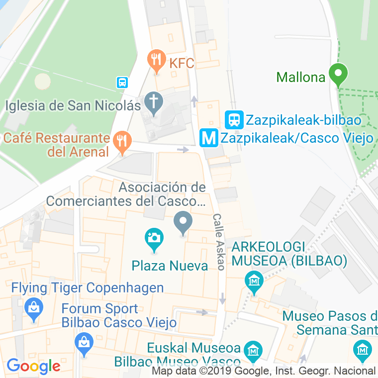 Código Postal calle Cuevas Ekain en Bilbao