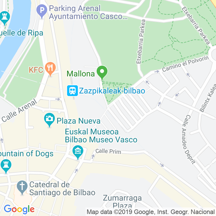 Código Postal calle Mallona, De, calzada en Bilbao