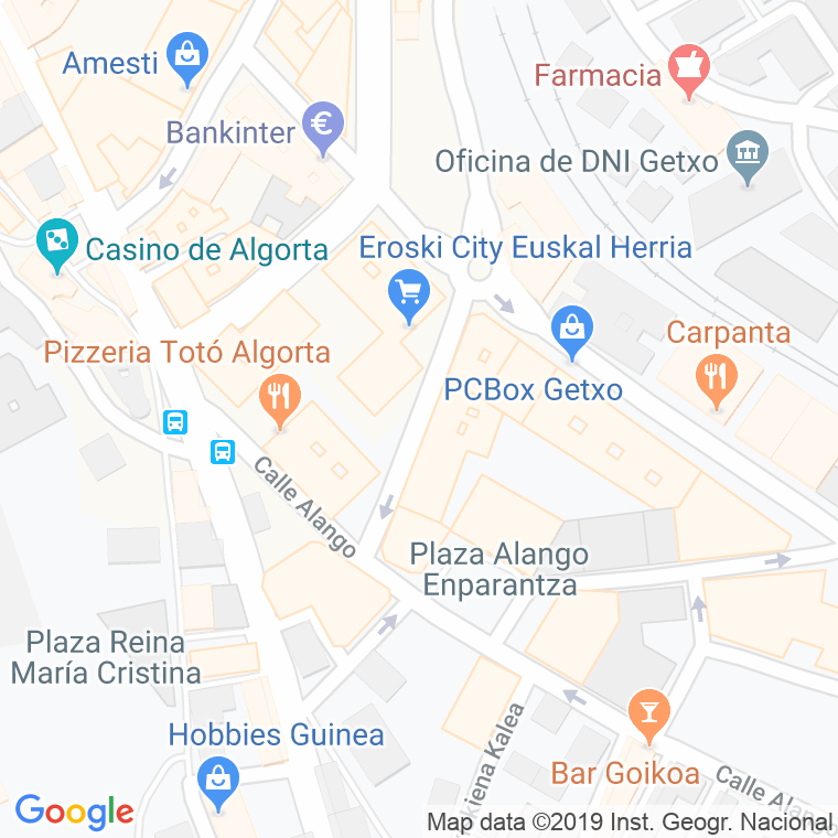 Código Postal calle Alango-barri   (Impares Del 13 Al Final)  (Pares Del 14 Al Final) en Algorta