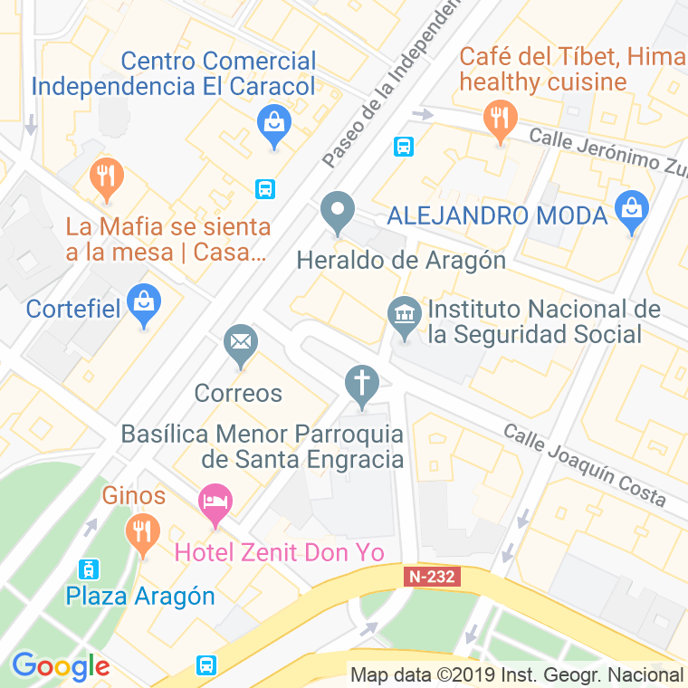 Código Postal calle Santa Engracia, plaza en Zaragoza