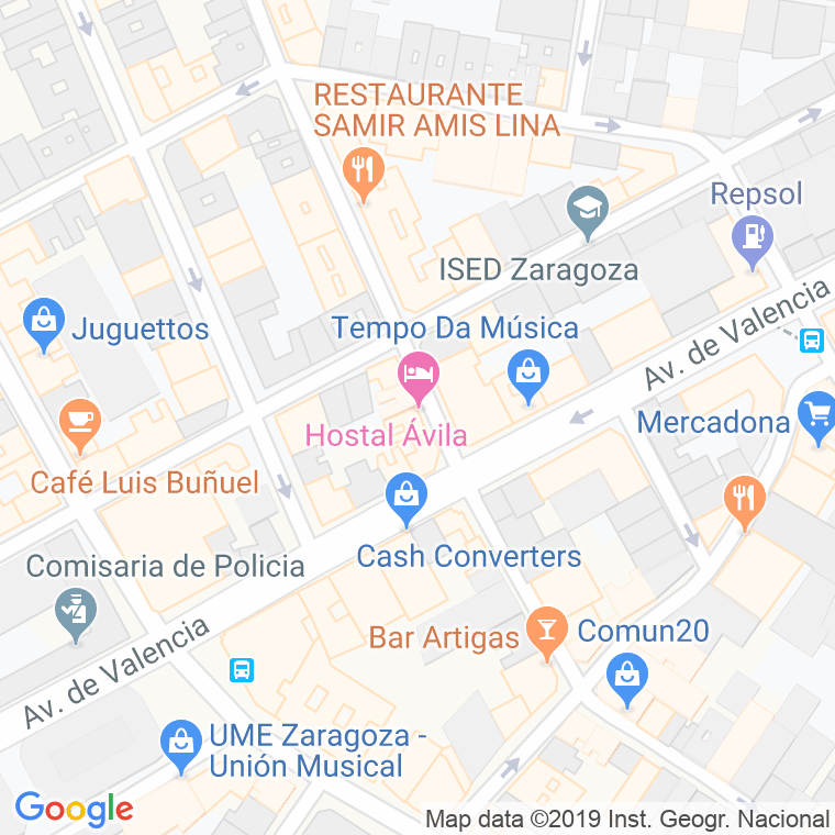 Código Postal calle Avila en Zaragoza