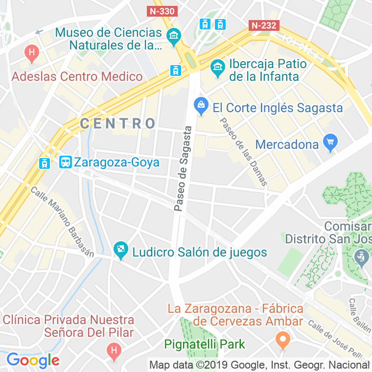 Código Postal calle Sagasta, paseo (Pares Del 2 Al Final) en Zaragoza