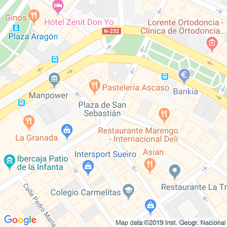 Código Postal calle San Sebastian, plaza (Impares Del 1 Al Final)  (Pares Del 2 Al Final) en Zaragoza