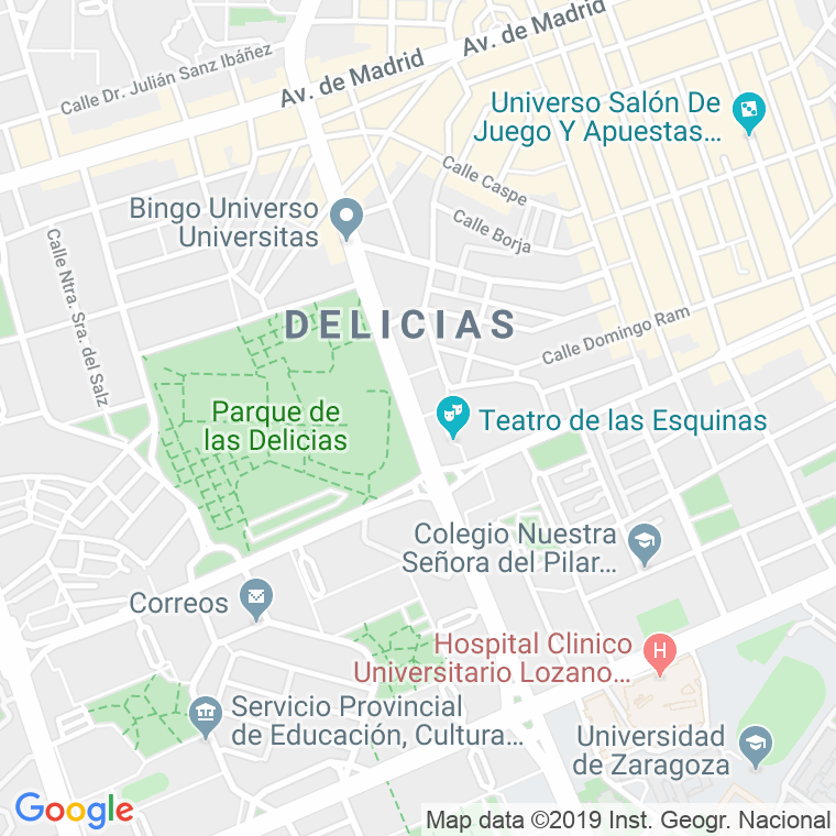 Código Postal calle Universitas, via (Impares Del 1 Al 19)  (Pares Del 2 Al 10) en Zaragoza