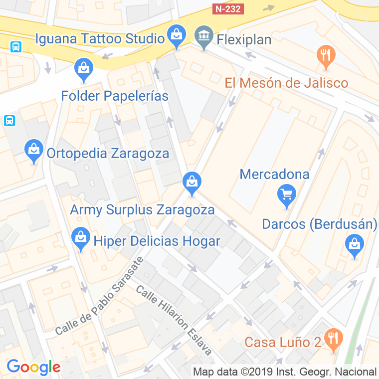 Código Postal calle Pablo Sarasate en Zaragoza