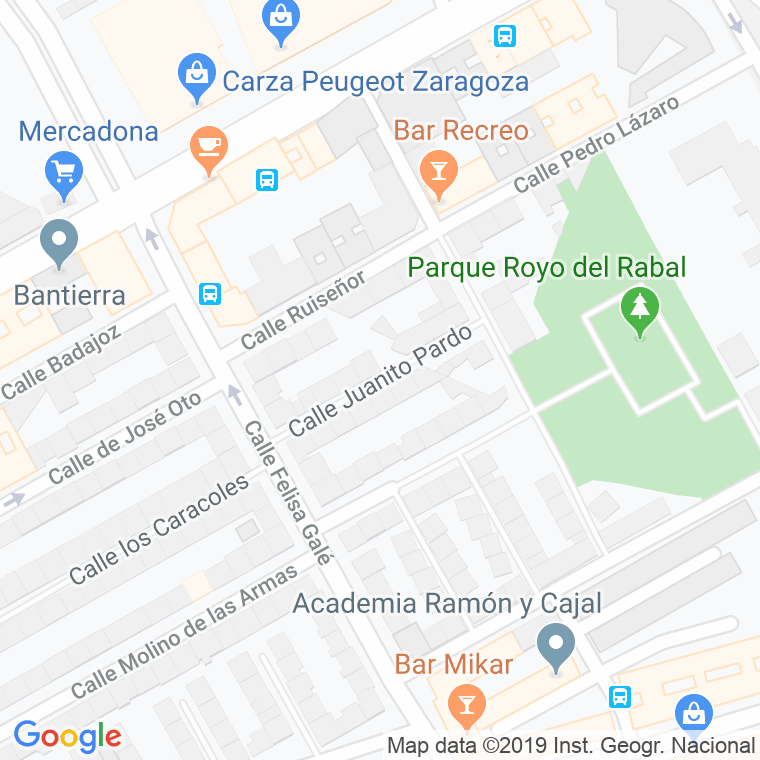 Código Postal calle Juanito Pardo en Zaragoza