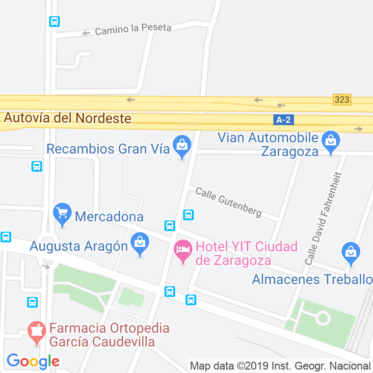Código Postal calle Gutemberg en Zaragoza