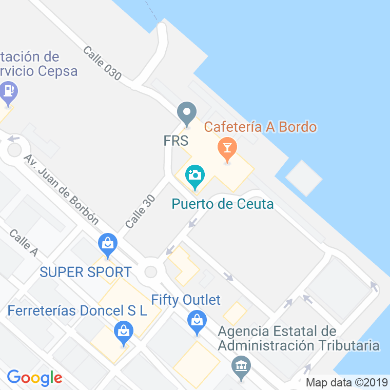 Código Postal calle Cañonero Dato, muelle en Ceuta