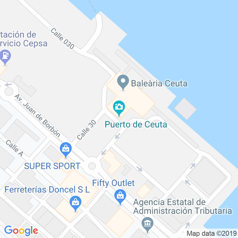 Código Postal calle Comercio, De, muelle en Ceuta