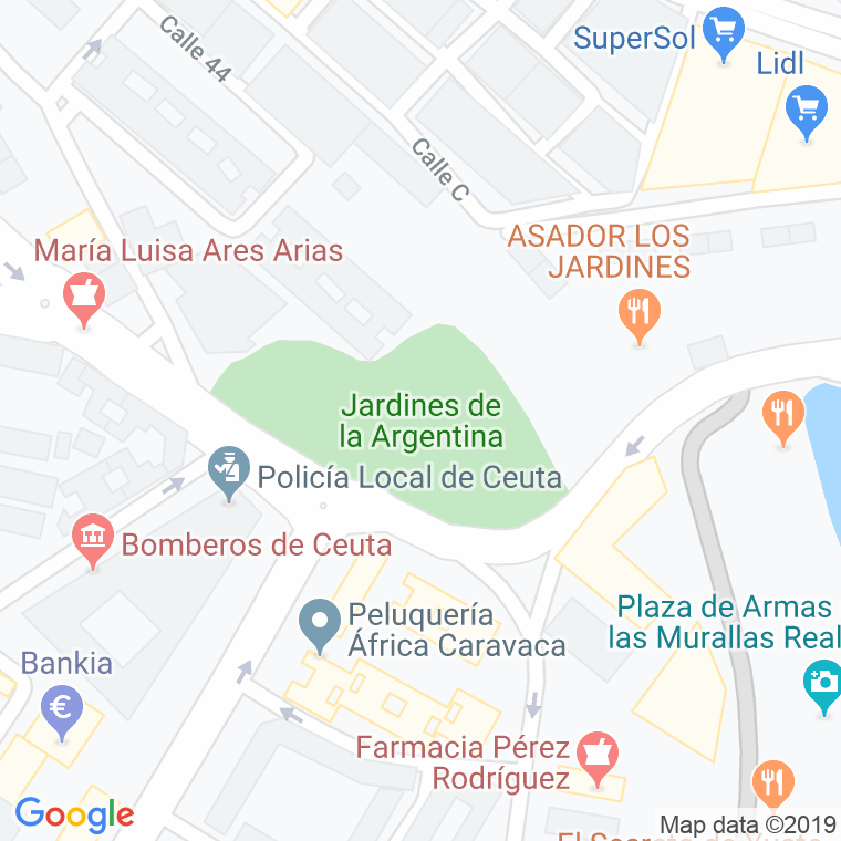 Código Postal calle Jardines De La Argentina en Ceuta