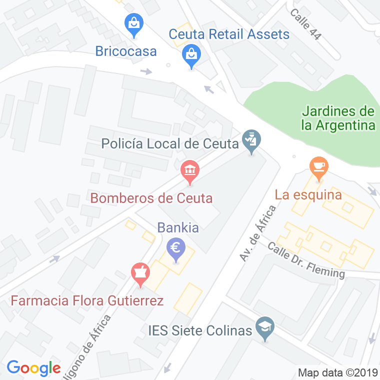 Código Postal calle Bomberos, grupos en Ceuta