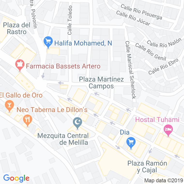 Código Postal calle Martinez Campos, plaza en Melilla
