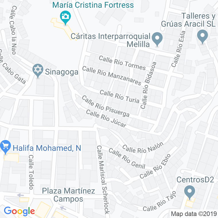 Código Postal calle Rio Pisuerga en Melilla
