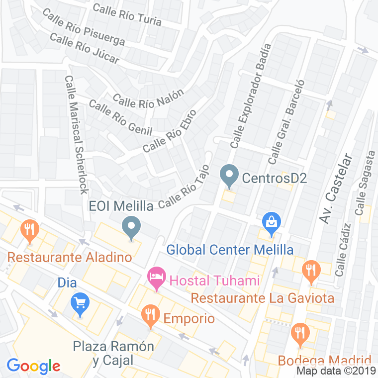 Código Postal calle Rio Tajo en Melilla