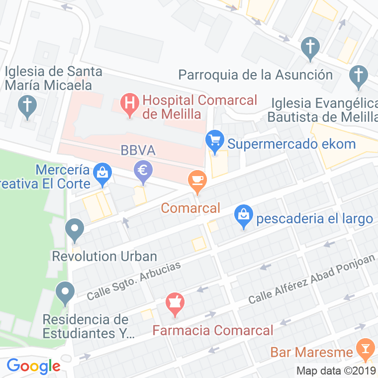 Código Postal calle Coroneles La Casa en Melilla