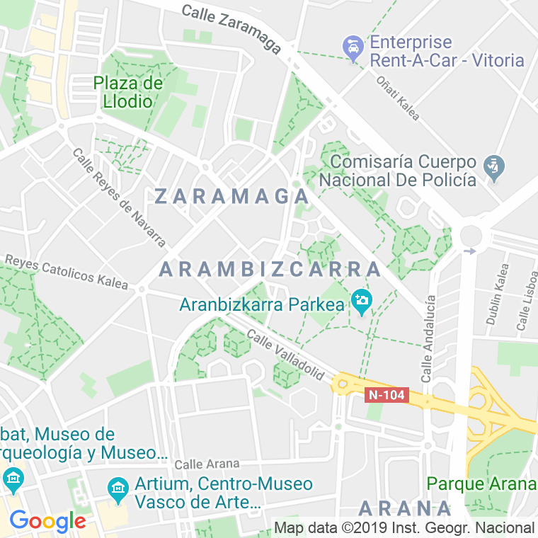 Código Postal calle Arambizcarra en Vitoria-Gasteiz