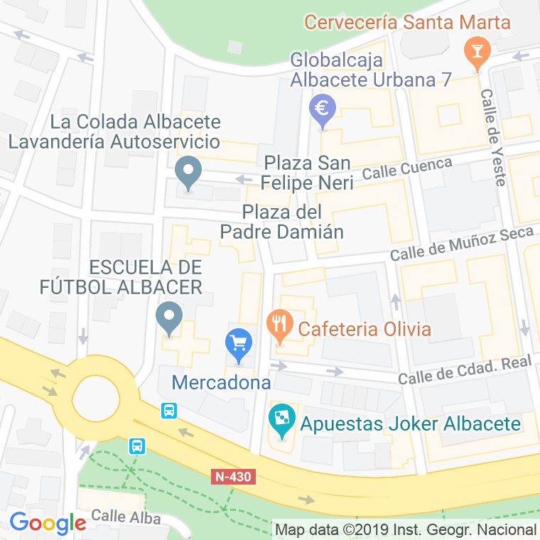 Código Postal calle Padre Damian, plaza en Albacete