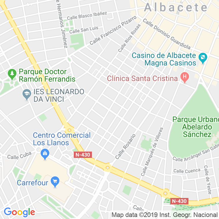 Código Postal calle Arquitecto Vandelvira   (Impares Del 1 Al 53)  (Pares Del 2 Al 46) en Albacete