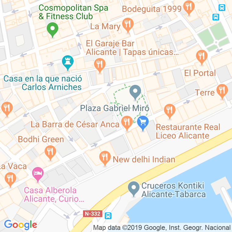 Código Postal calle Gabriel Miro, plaza en Alacant/Alicante