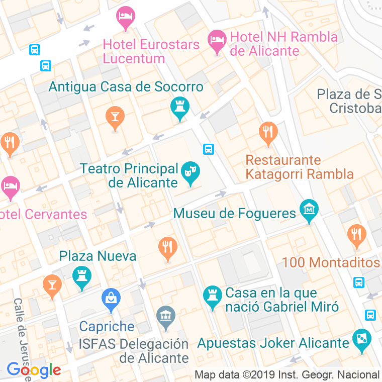 Código Postal calle Teatro en Alacant/Alicante