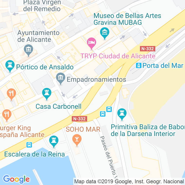Código Postal calle Puerta Del Mar, plaza en Alacant/Alicante
