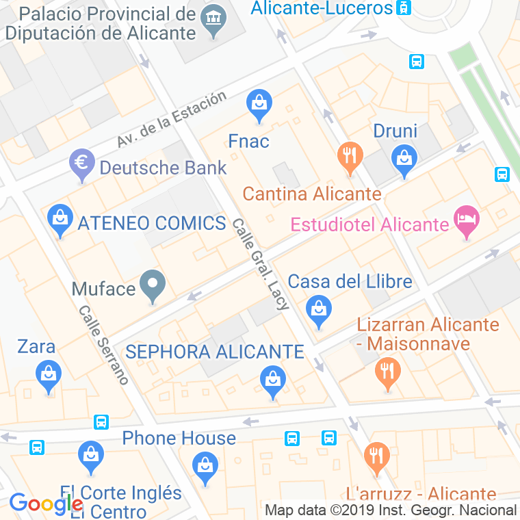 Código Postal calle Pintor Cabrera en Alacant/Alicante